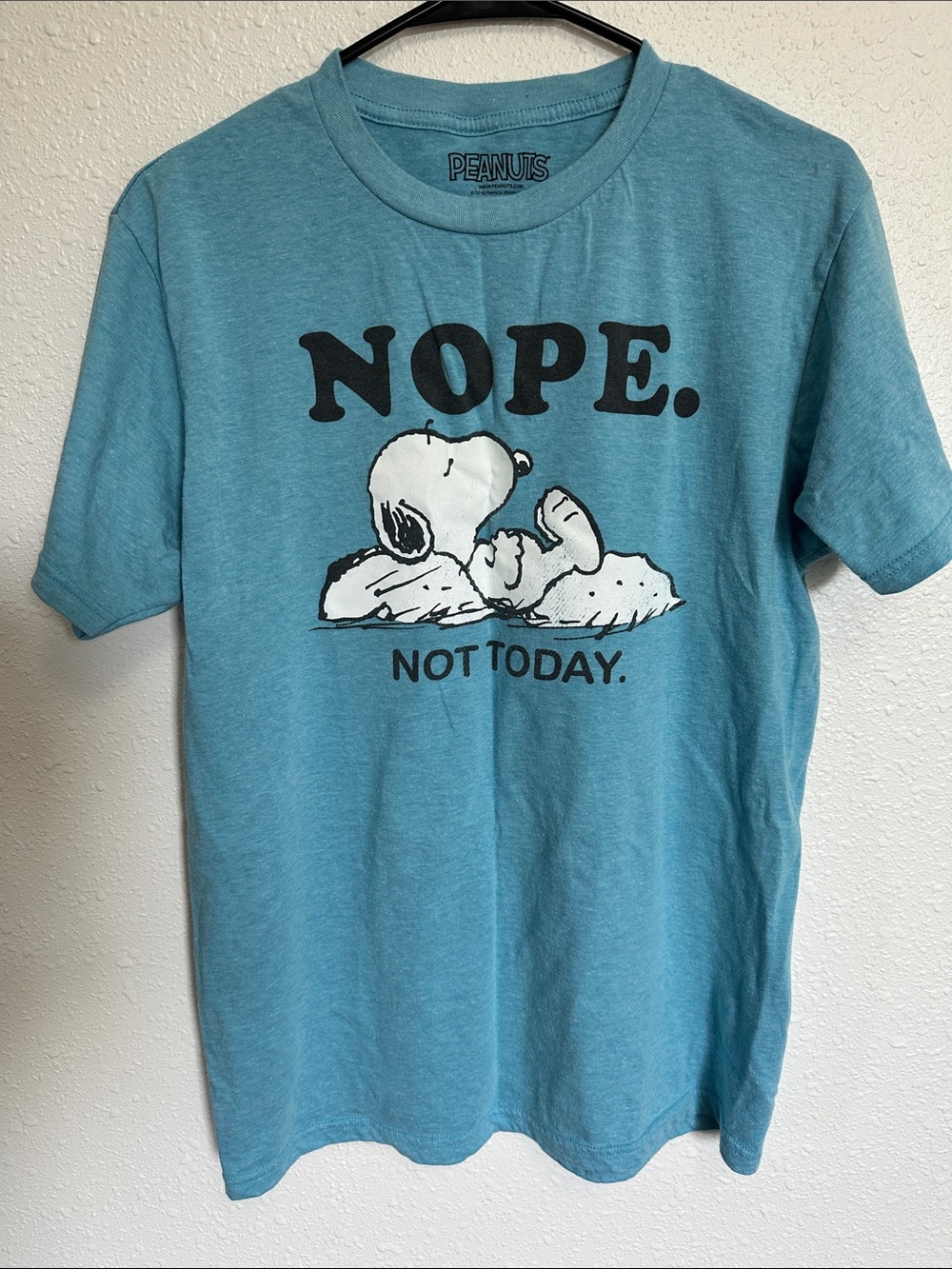 Peanuts Teal Graphic Tee - Snoopy 'NOPE. NOT TODAY.' Size Medium - Picture 3 of 7